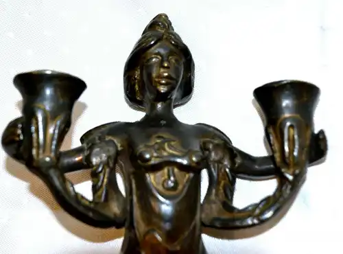 Kerzenleuchter,2 armig,Bronze,Jugenstil,dekorativ