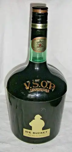 Eiskübel aus Kunststoff in Form einer COURVOISIER-Flasche - Werbeartikel ca 1970