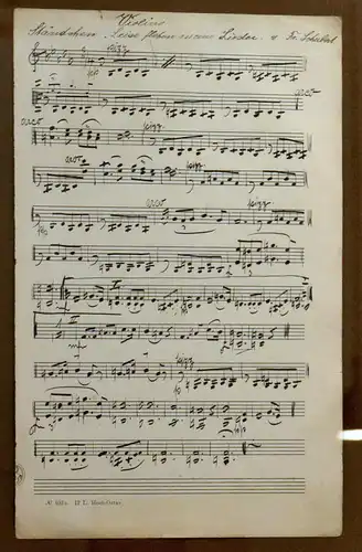 Drei gerahmte,handgeschriebene Notenblätter,Schubert,Braga,Borne,19.Jhdrt