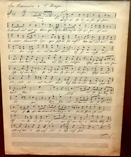 Drei gerahmte,handgeschriebene Notenblätter,Schubert,Braga,Borne,19.Jhdrt