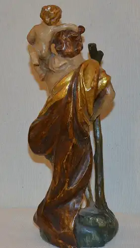 Hl.Christopherus mit Jesukind,gefasste Holzfigur,1.Hälfte 20.Jhdt,alpenländisch