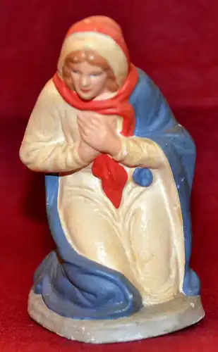 Krippenfigur,betende Hl.Maria,Papiermasche,bemalt,ca.1950,Höhe 9,0  cm,