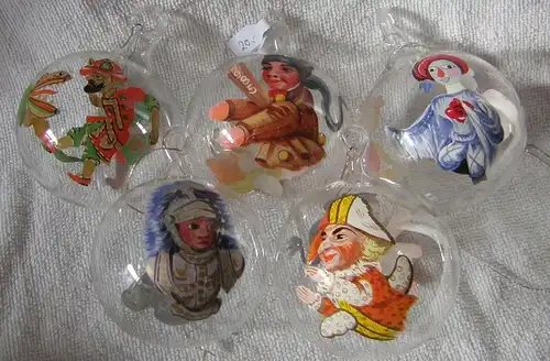 Weihnachtsschmuck   5 handbemalte Christbaumkugeln aus Glas