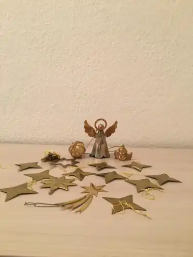 Metall Weihnachtsschmuck, goldene Farbe ,16 Stück, 20.Jhdt