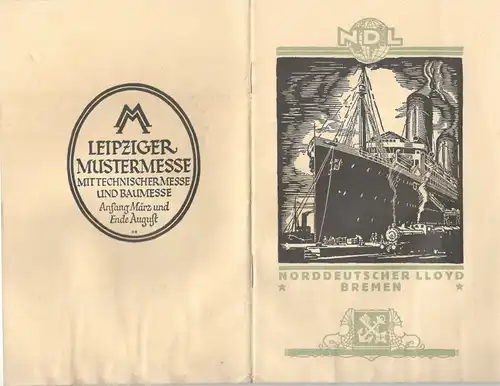 Norddeutscher Lloyd Bremen – Informationen zu einer Reise ab 18.9.1926