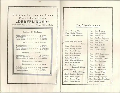 Norddeutscher Lloyd Bremen – Informationen zu einer Reise ab 18.9.1926