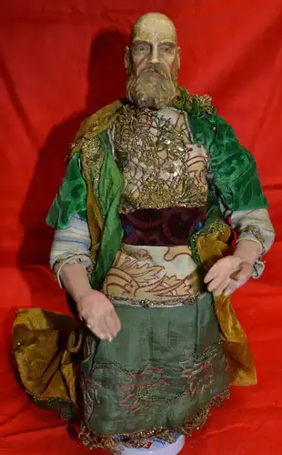 Krippenfigur,knieender König,Holz geschnitzt,mit Kleidung,um 1800