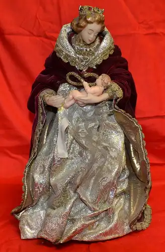 Weihnachten,Gottesmutter,Wachskopf,rotes Samt-Kleid, ca. 1960,ev. f.Krippe