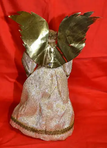 Weihnachten,Rauschgoldengel,Wachskopf,weisses Brokat-Kleid, ca. 1960