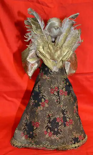 Weihnachten,Rauschgoldengel, Wachskopf, braun-goldene  Kleidung, ca. 1950