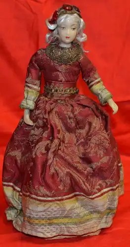 Weihnachten,Christkind, Wachskopf,rote Kleidung, ca. 1950