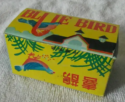 Blechspielzeug Vogel "Blue Bird" in Originalschachtel mit Federantrieb