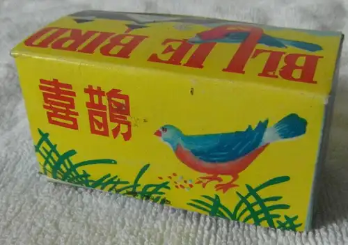 Blechspielzeug Vogel "Blue Bird" in Originalschachtel mit Federantrieb
