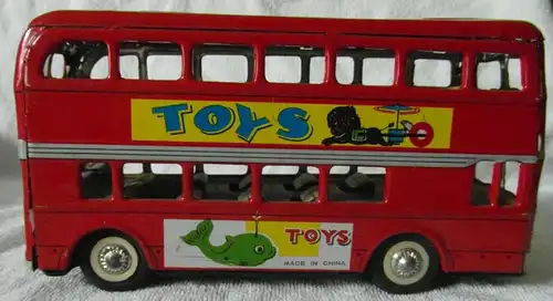 Blechspielzeug roter Londoner Linienbus mit Schwungradantrieb