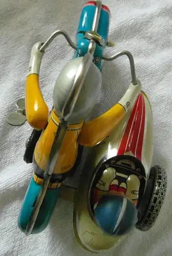 Blechspielzeug,Motorrad mit Seitenwagen im Originalkarton,Federaufzug