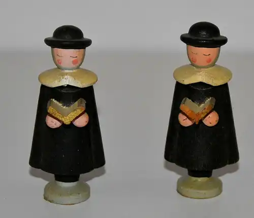 2 x Erzgebirge Holz Figuren Kurrende Sänger schwarz Höhe 6 cm