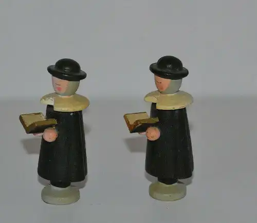 2 x Erzgebirge Holz Figuren Kurrende Sänger schwarz Höhe 6 cm