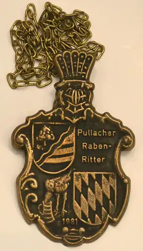 Rabenritter,Bronze-Gussplakette 1981 PULLACH (b. München).Faschings-Gesellschaft