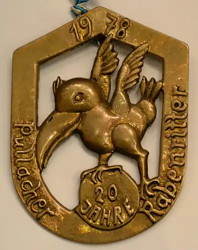 Rabenritter,Bronze-Gussplakette 1978 PULLACH (b. München).Faschings-Gesellschaft