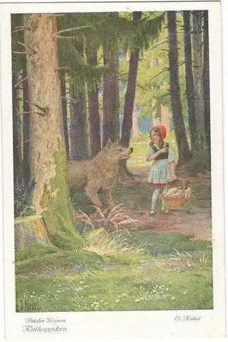 6 Ansichtskarten „Rotkäppchen“ komplett, ca. 1900 – Serie 128 3730-3735
