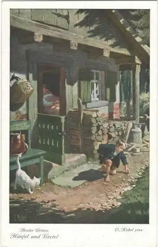 6 Ansichtskarten „Hänsel und Gretel“ komplett, ca. 1900 – Serie 125 3712-3717