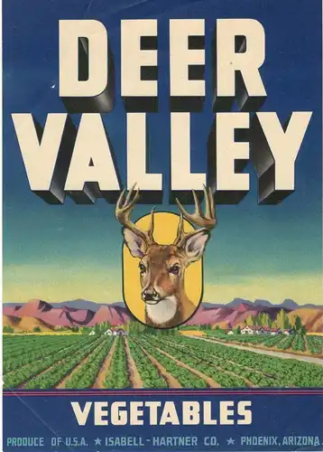 FRUIT / VEGETABLES LABEL DEER VALLEY VEGETABLES 