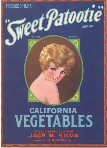 FRUIT / VEGETABLES LABEL „Sweet Patootie“ - CALIFORNIA VEGETABLES