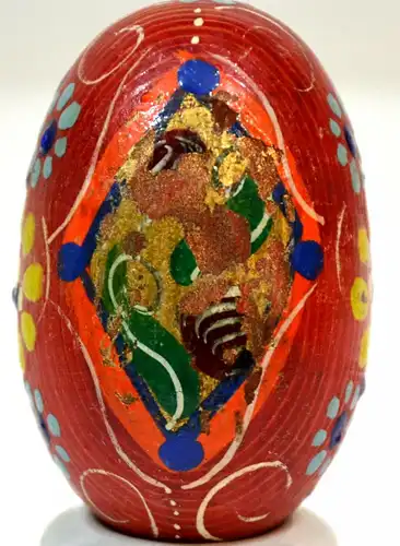 Ostern,Osterei;rot ornamentiert,Holz,vor 1945,sorbisch