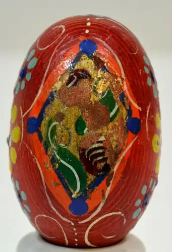 Ostern,Osterei;rot ornamentiert,Holz,vor 1945,sorbisch