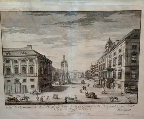 Der Hohe Markt in Wien, Kupferstich,ca 1780, Originalrahmen,n.Fischer v.Erlach