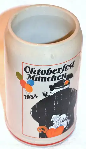 Oktoberfest 1984,Bierkrug,Steinzeug,Grafik : Emil Sogor,Nürnberg