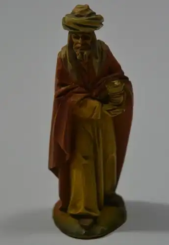 Krippenfigur, Balthasar, Massefigur , farbig gefaßt