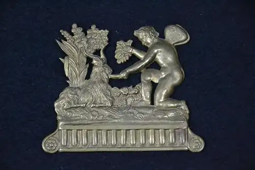 Zierornament, Beschlag für Möbel, Messing, etwa 1800, Faun