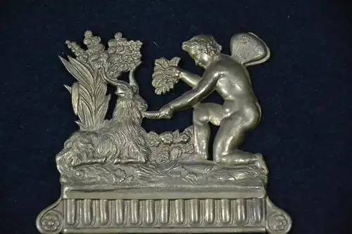 Zierornament, Beschlag für Möbel, Messing, etwa 1800, Faun