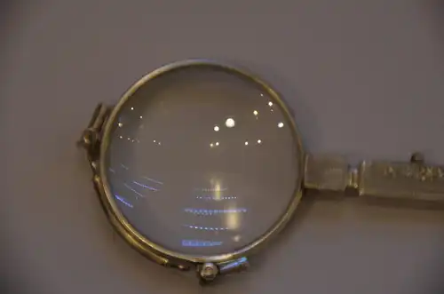 Brille, Klappbrille, Lorgnon, Horn, Rahmen vergoldet