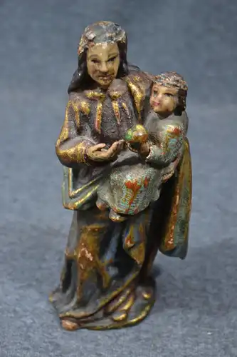 Holzschnitzerei, Madonna mit Jesuskind, farbig gefaßt, etwa Mitte 18.Jhdrt.
