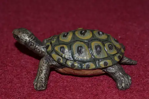 Spielzeugfigur, Tierfigur aus Masse, etwa 1930,Schildkröte, handbemalt