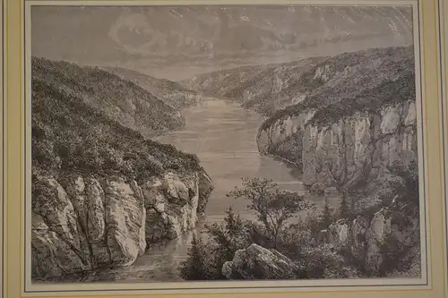 Holzstich,Donaudurchbruch bei Weltenburg an der Donau, Weber nach Levy, 1878