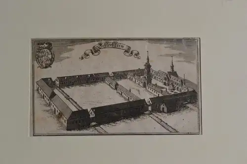 Kupferstich, Altes Schloß Schleißheim bei München,A.W.Ertl, Mitte 17. Jhdrt.