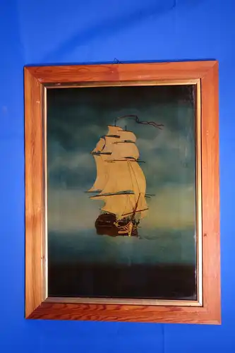 Hinterglasbild,Segelschiff des 18.Jhdts, verglast, gerahmt,neuzeitlich