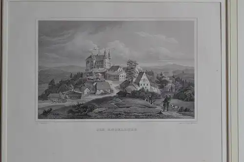 Stahlstich, Die Engelburg, Neukirchen vorm Wald,Seeberger Poppel, 1870