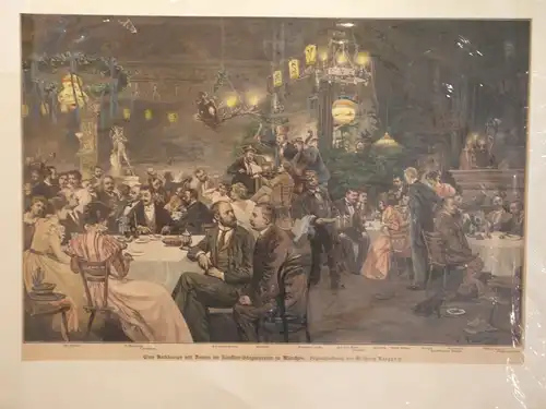 Holzschnitt,Münchner Sängerkneipe, Wilhelm Roegge, 1897, gest. Brendamour