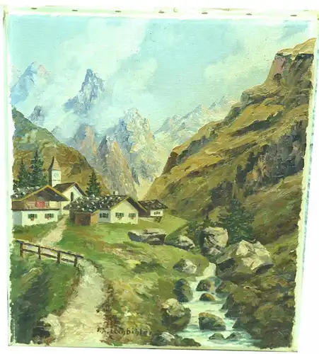 Gemälde, Öl Leinwand ,alpenländische Landschaft, sign.: F.X. Lochbichler