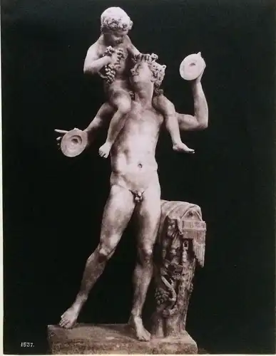 Photographie Marmorstatue „Faun und Baby Bacchus“ Nationalmus. Neapel, G. Sommer