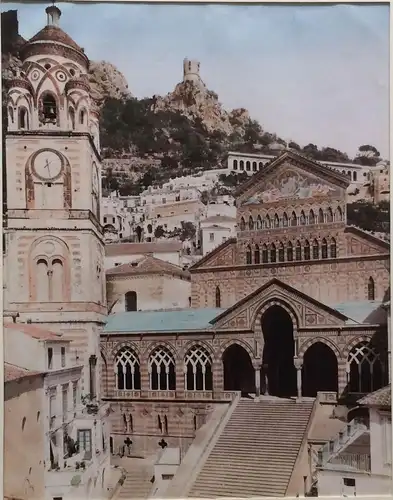 Colorierte Photographie Amalfi – Kathedrale Sant’Andrea von G. Sommer, ca. 1890