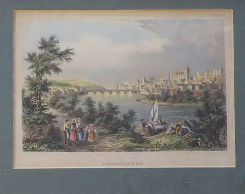 Stahlstich koloriert, Regensburg, gez. R. Sands, Mitte 19. Jhdrt.