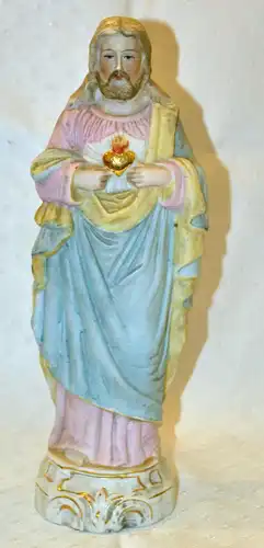 Bisquitporzellan,Figur,Jesus mit flammendem Herz,wohl Italen,Ende 19.Jhdt