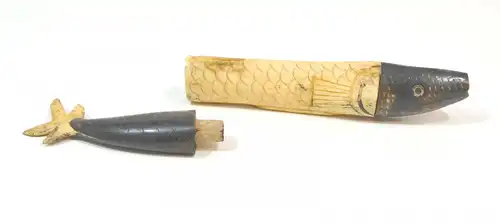 Behälter aus Knochen u. Horn,Form eines Fisches,Afrika,19,Jhdt