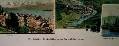 Stahlstich,Ansichten vom Bodensee, div. Orte, gez. Jean Weber, Mitte 19. Jhdrt