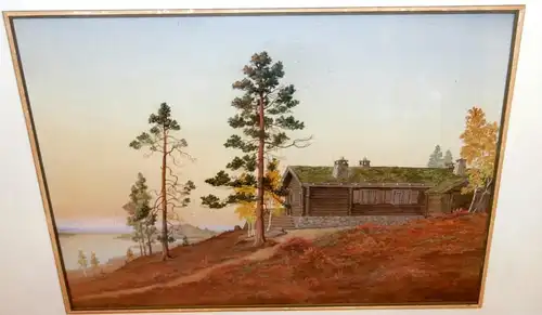 Bild,Norwegische Landschaft,Mischtechnik,1944,sign. Hempel 1944,gerahmt